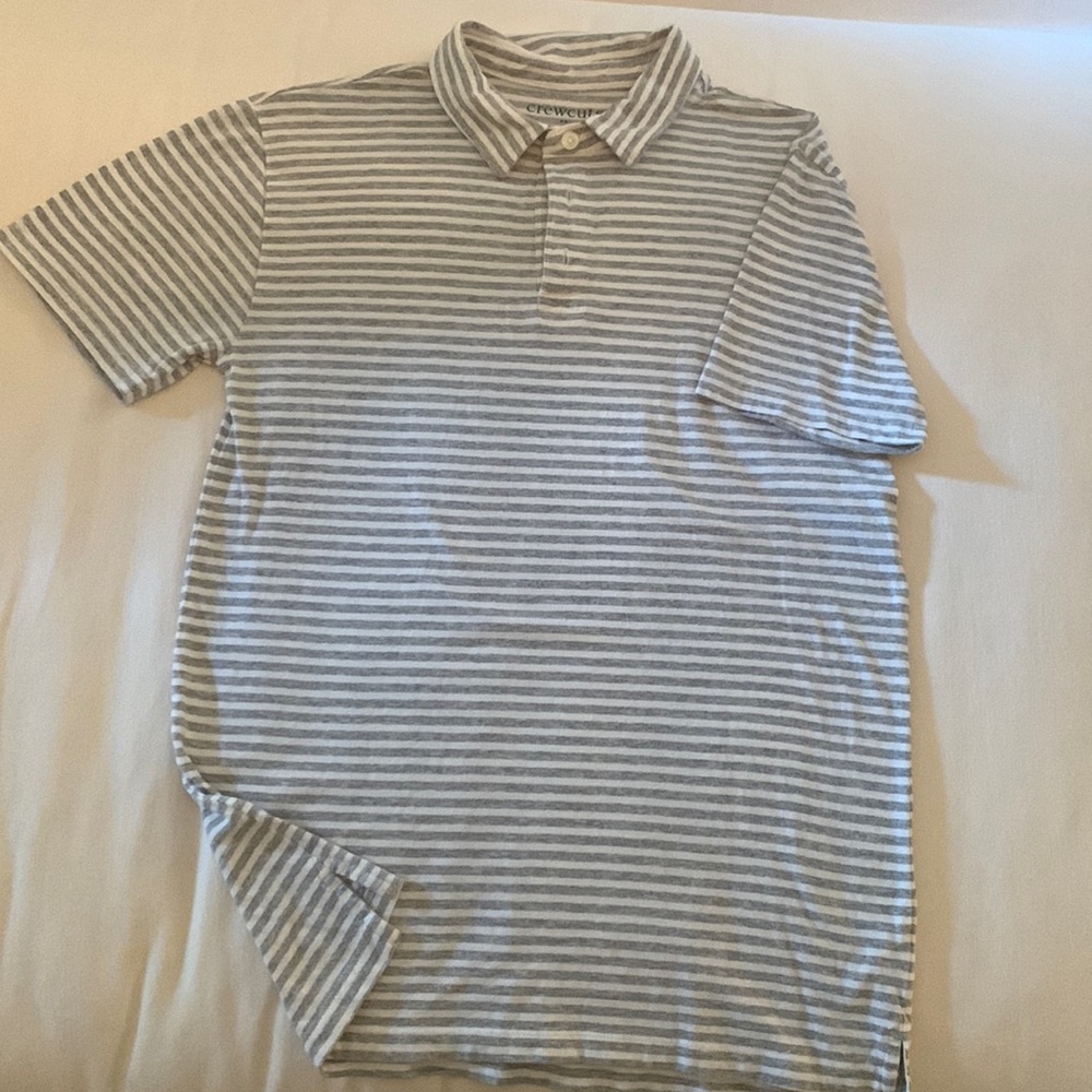 J Crew Crew Cuts - gray and white striped Boys sz. 16 shirt. Like new